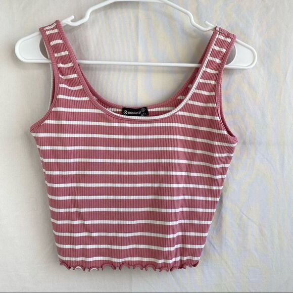 Juniors XL salmon and white crop tank - Picture 2 of 4